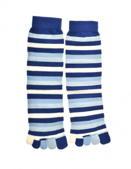 DOUBLE FUN Toe Socks Blue Stripes